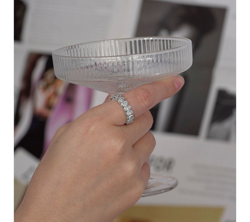 Diamonique Oval Cut Eternity Ring, Sterling Silver — View 3