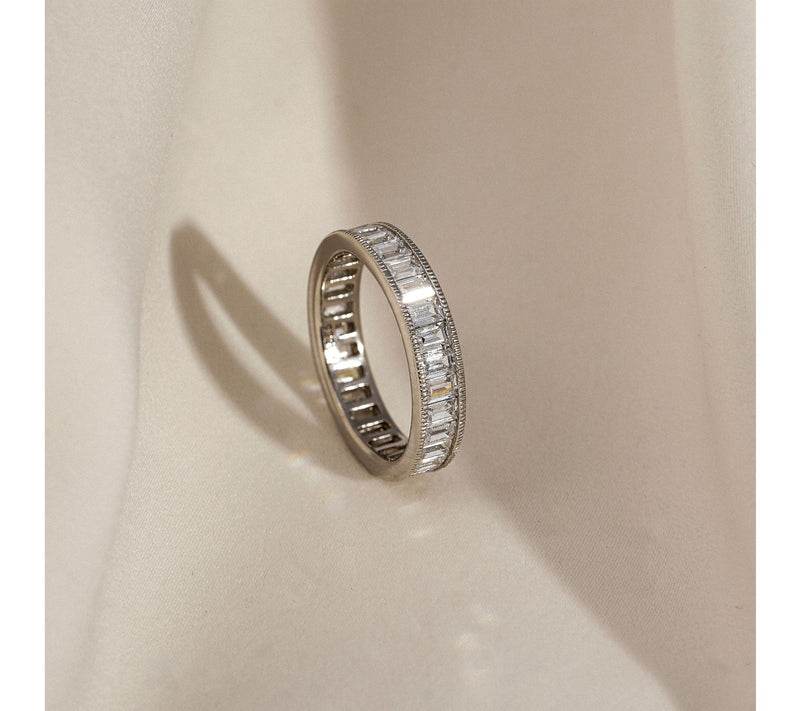 Diamonique Bagu ette Cut Eterni ty Ring, Sterli ng Silver — View 2