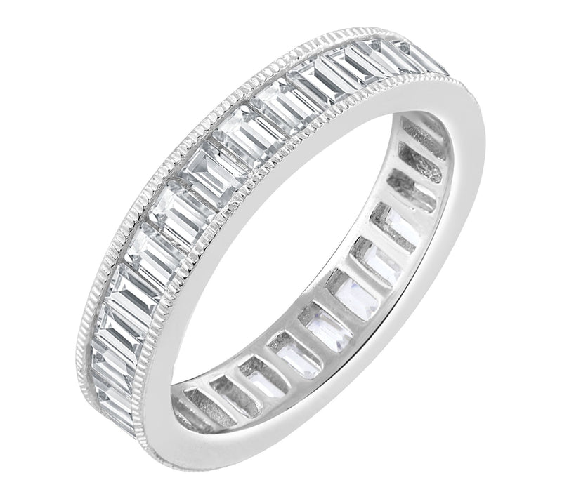 Diamonique Bagu ette Cut Eterni ty Ring, Sterli ng Silver — View 5