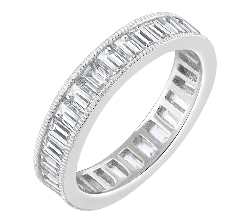 Diamonique Bagu ette Cut Eterni ty Ring, Sterli ng Silver — Main view