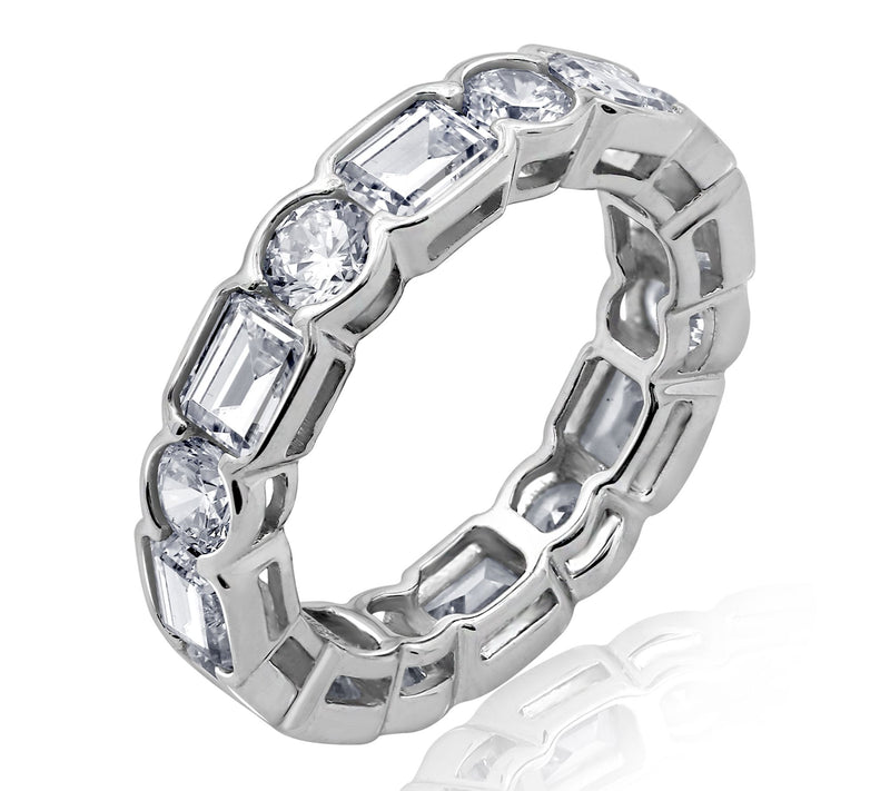 Diamonique Multi-Cut Eternity Ring, Sterling Silver — View 5