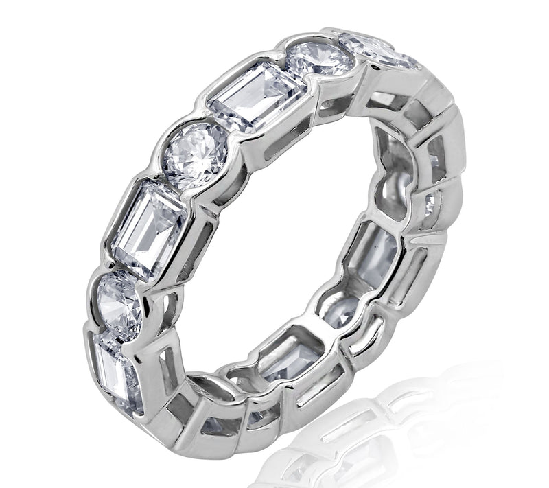 Diamonique Multi-Cut Eternity Ring, Sterling Silver — Main view