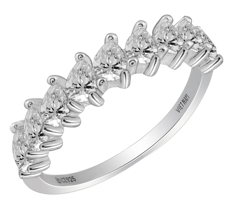 Diamonique Pear Cut Semi -Eternity Ring, Sterling Silver — View 5