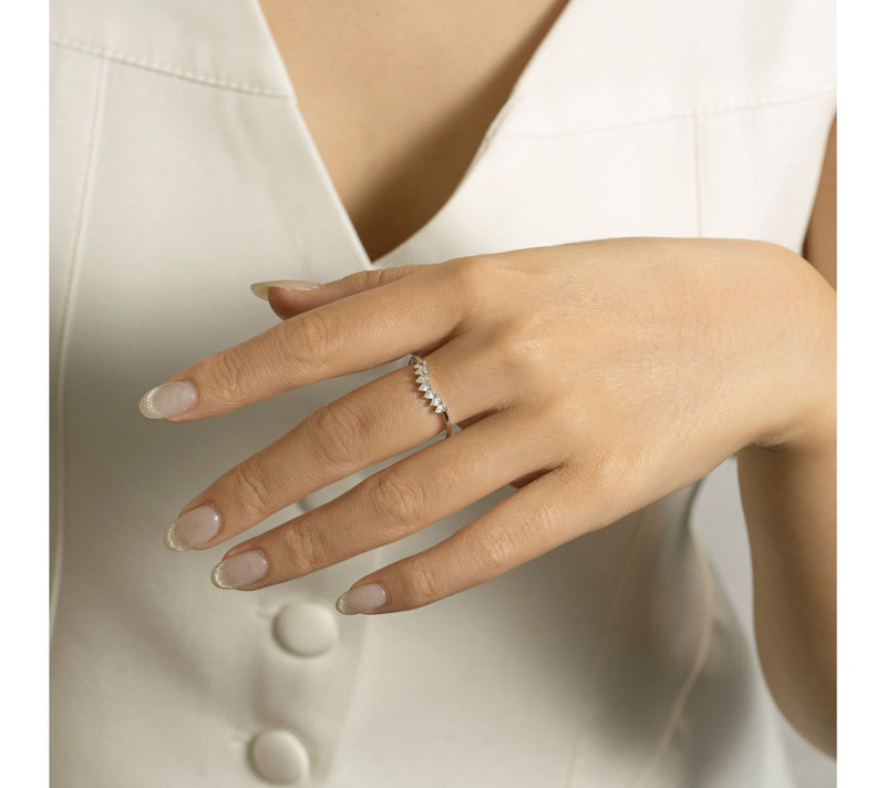 Diamonique Wishbone Ring, Sterling Silver — View 2