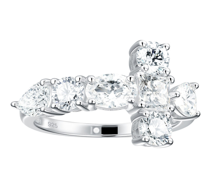 Diamonique Multi-Cut Cross Ring, Sterling Silver — View 3