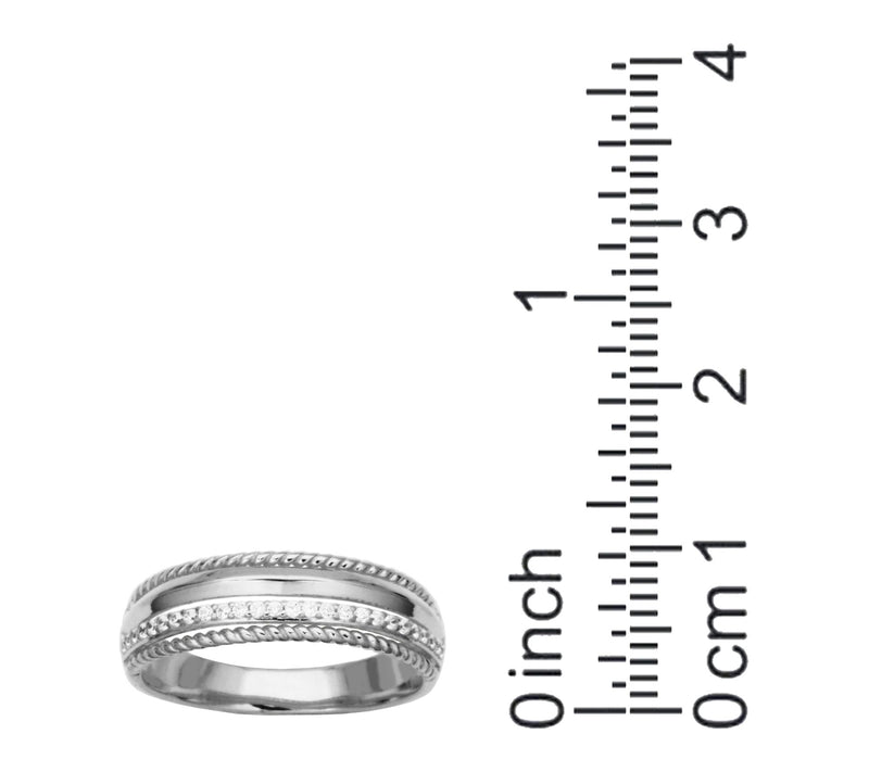 Diamonique Pave & Polished Ban d Ring, Sterlin g Silver — View 4