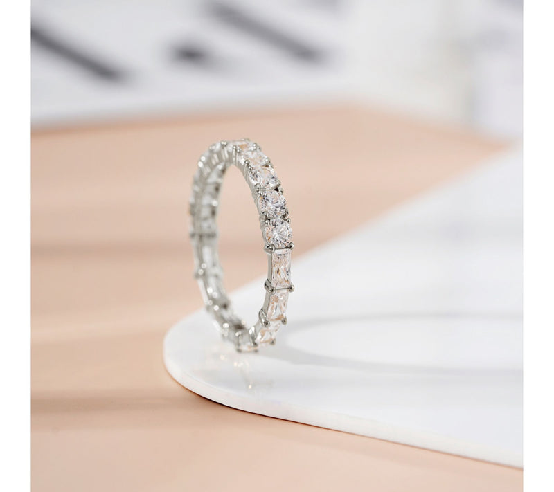 Diamonique 2.85 cttw Multi-Cut Band Ring, Sterling Silver — View 2