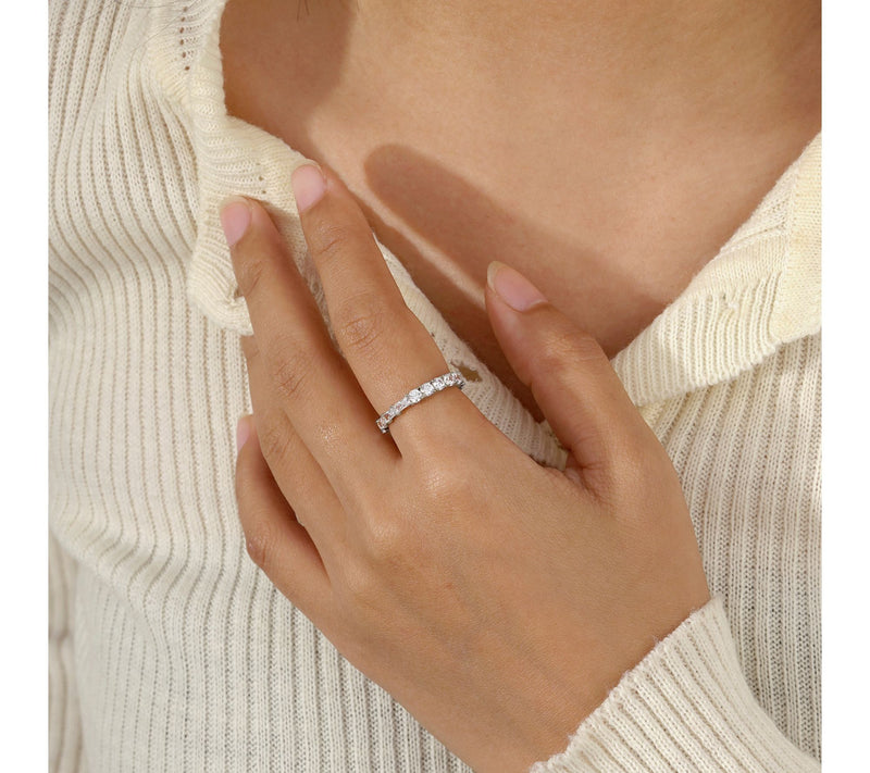 Diamonique 2.85 cttw Multi-Cut Band Ring, Sterling Silver — View 3