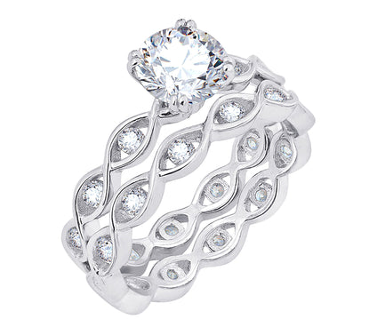 Diamonique 2.15 Engagement & W edding Band Rin g Set, Sterling