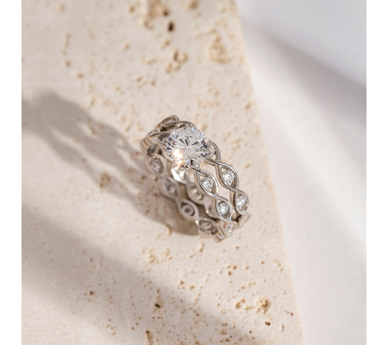 Diamonique 2.15 Engagement & W edding Band Rin g Set, Sterling — View 2