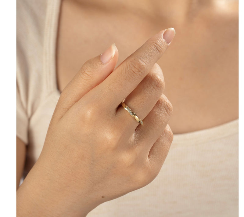 Diamonique Pave Twist Ring, 14K Gold Plated — View 3