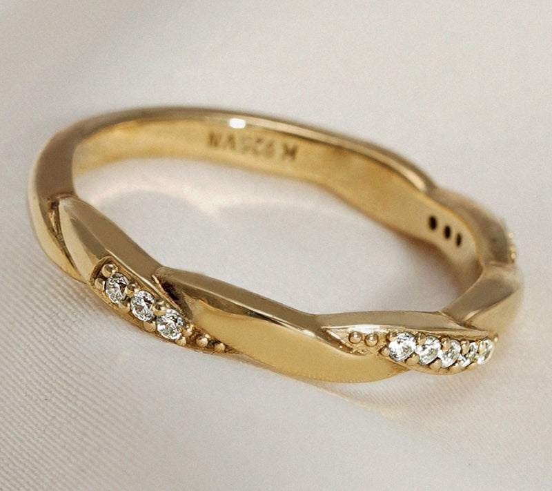 Diamonique Pave Twist Ring, 14K Gold Plated — View 2