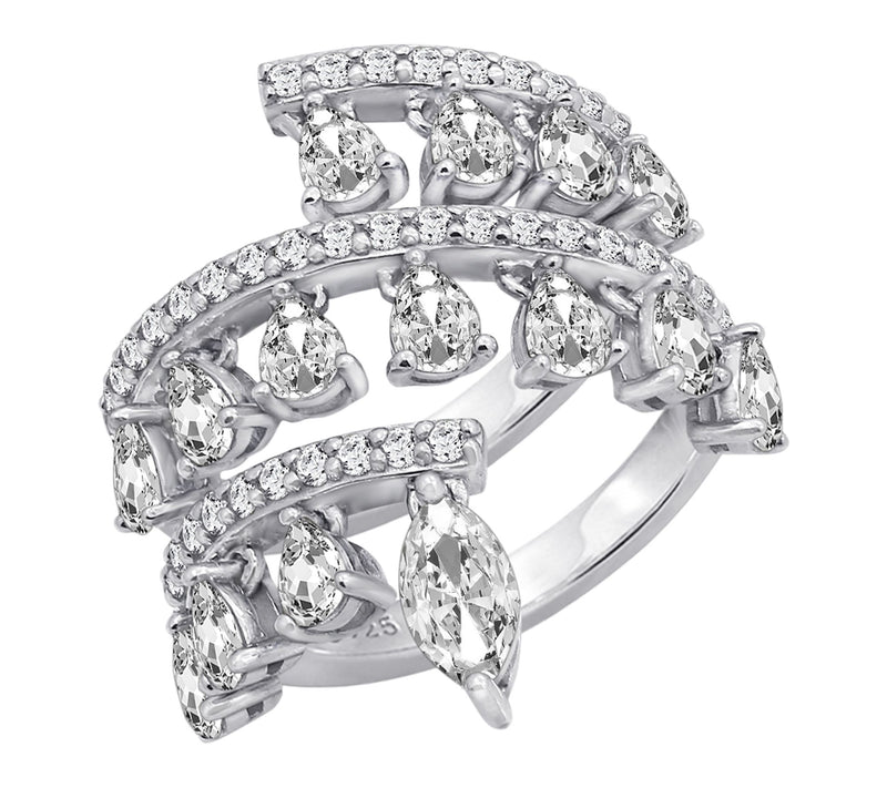 Diamonique Open Bypass Ring, Sterling Silver — Main view