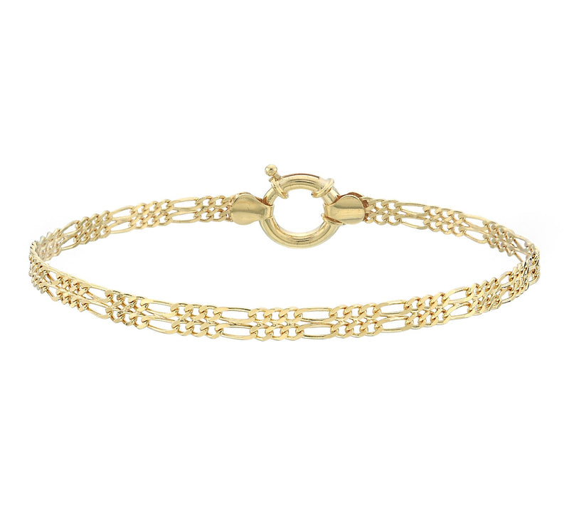 Silver Style Do uble Row Figaro Chain Bracelet , Sterling — View 6