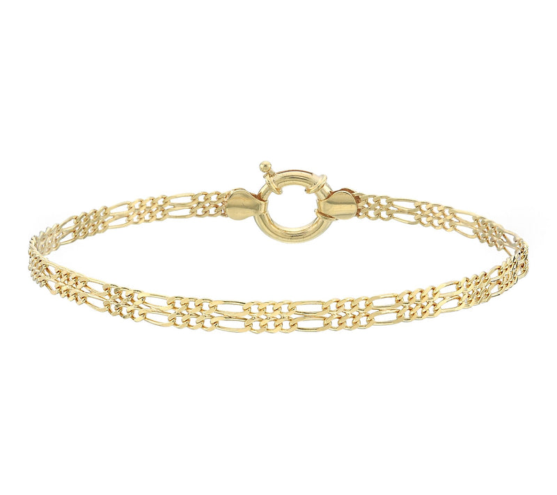 Silver Style Do uble Row Figaro Chain Bracelet , Sterling — View 2