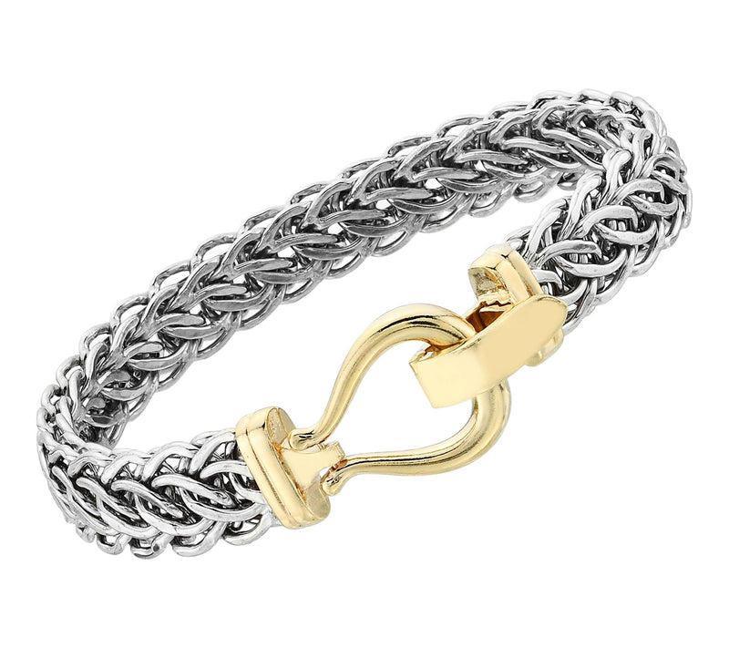 Sterling Silver Two-Tone Bold Buckle Clasp Bracelet, Sterling — Main view