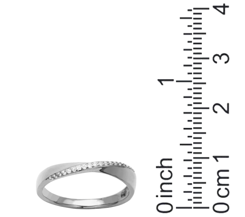 Diamonique Stackable Band Ring, Sterling Silver — View 4