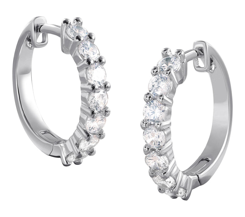 Diamonique Huggie Hoop Earrings, Sterling Silver — Main view