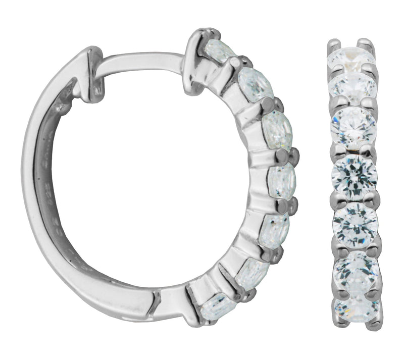 Diamonique Huggie Hoop Earrings, Sterling Silver — View 2