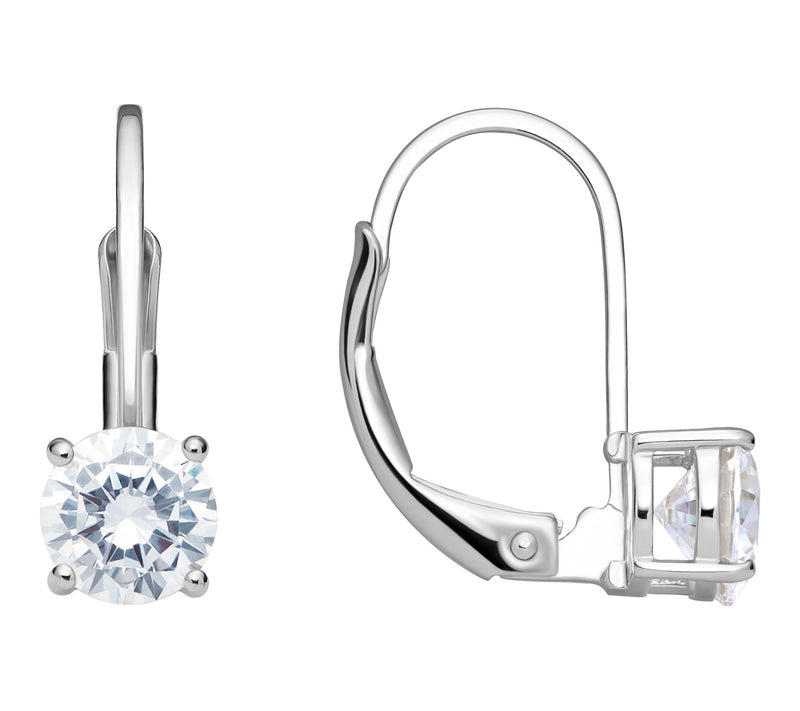 Diamonique 1.60 cttw Leverback Earrings, Sterling Silver — View 6