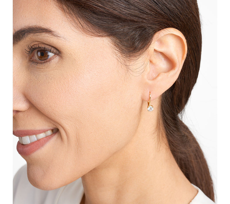 Diamonique 1.60 cttw Leverback Earrings, Sterling Silver — View 3