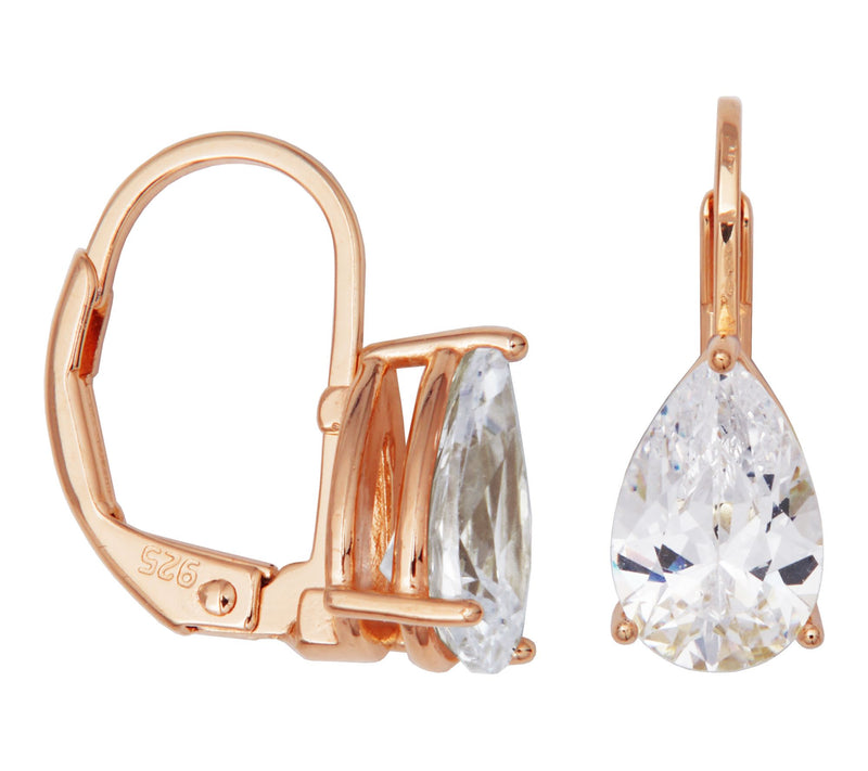Diamonique Pear Cut Leverback Earrings, Sterling Silver — View 9
