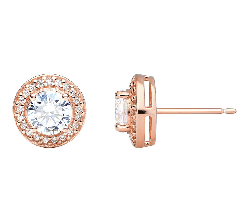 Diamonique Round Halo Stud Earrings, Sterling Silver — View 8