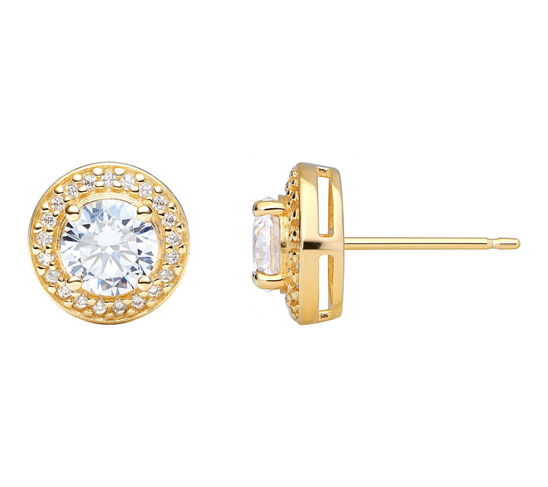 Diamonique Round Halo Stud Earrings, Sterling Silver — View 10
