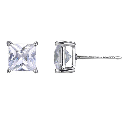 Diamonique 4.70 cttw Princess Cut Stud Earrings, Sterling