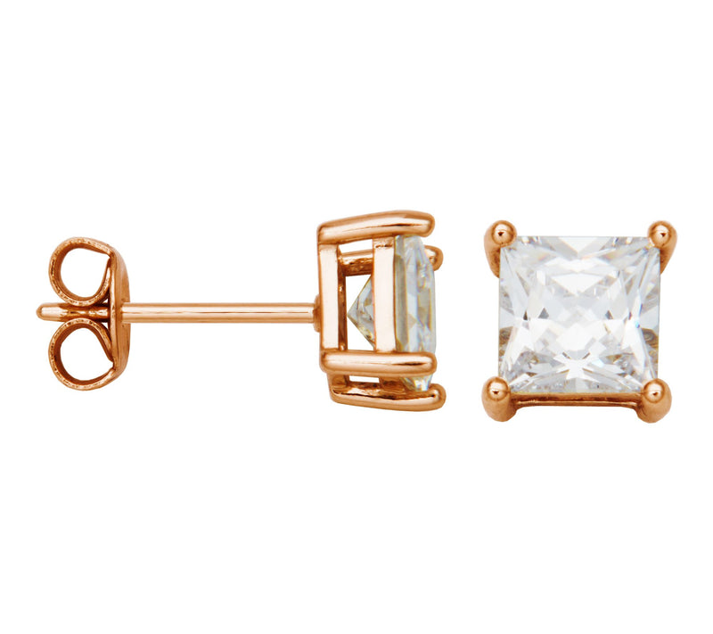 Diamonique 3.10 cttw Princess Cut Stud Earrings, Sterling — View 8
