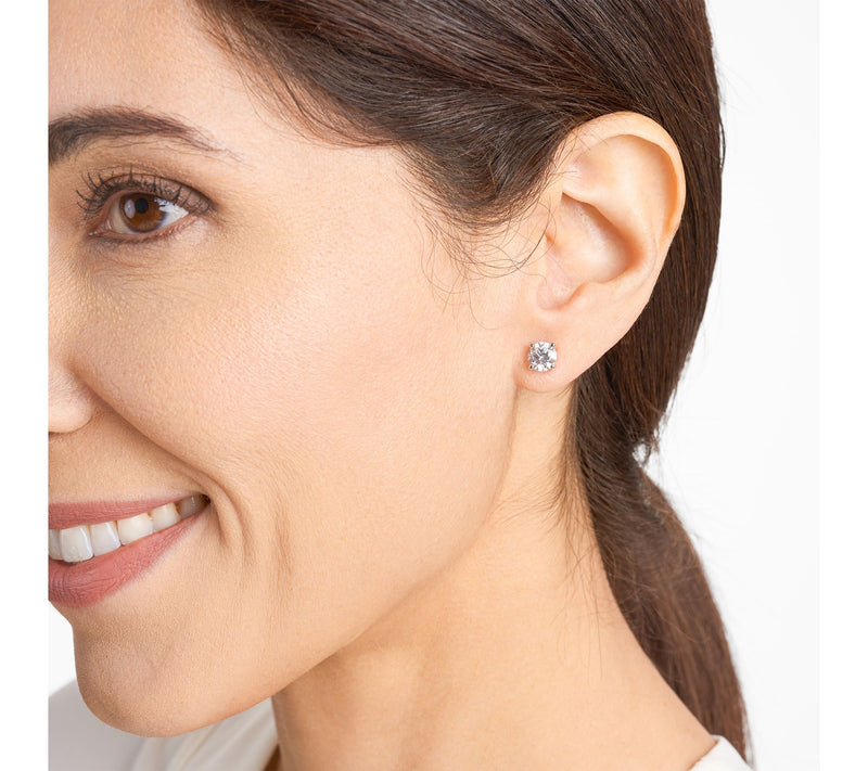 Diamonique 3.60 cttw Round Stud Earrings, Sterling Silver — View 5