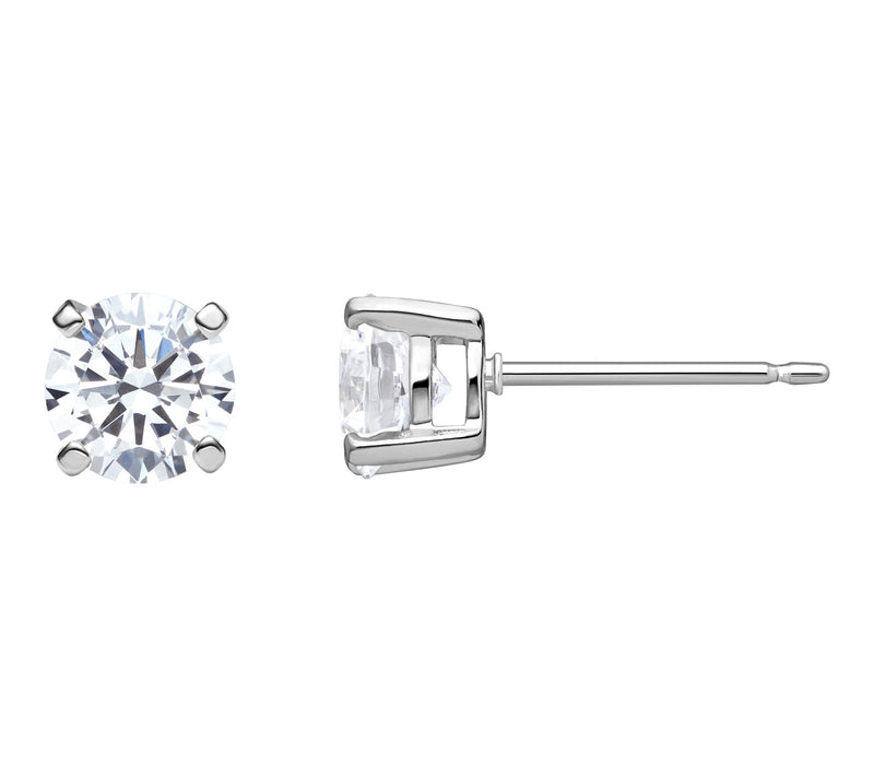 Diamonique 3.60 cttw Round Stud Earrings, Sterling Silver — View 3
