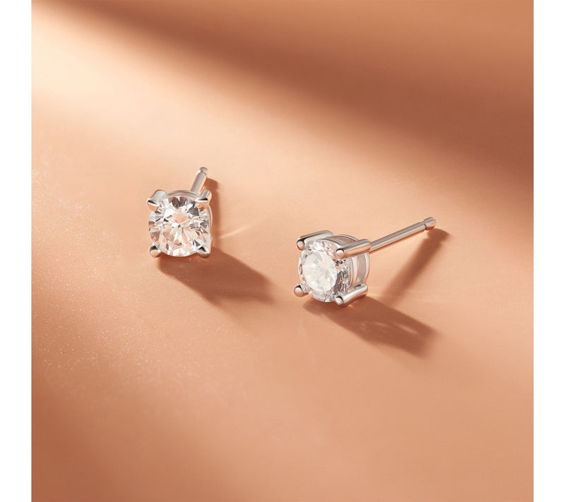 Diamonique 1.80 cttw Round Stud Earrings, Sterling Silver — View 3