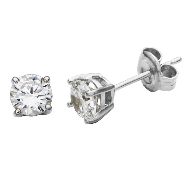 Diamonique 1.80 cttw Round Stud Earrings, Sterling Silver — View 2