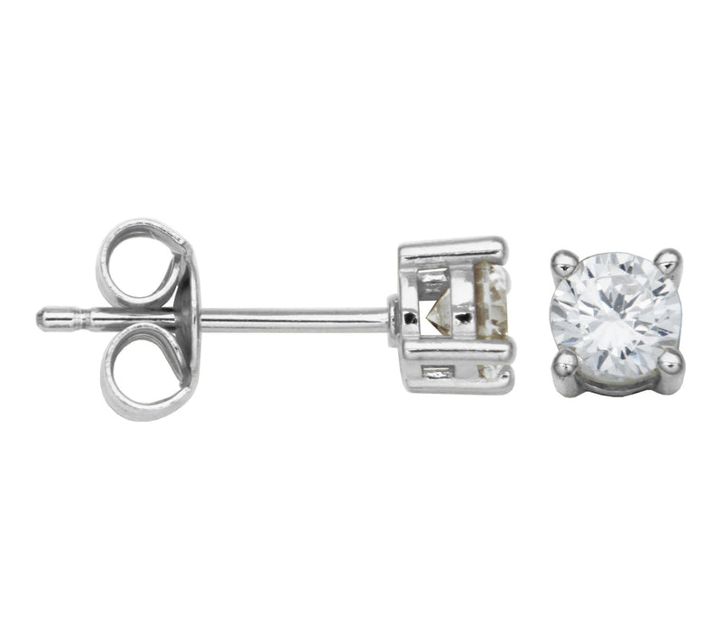 Diamonique Round Stud Earrings, Sterling Silver — Main view