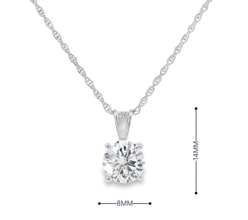 Diamonique 3.30 cttw Solitaire Pendant w/ Chain, Sterling — View 5