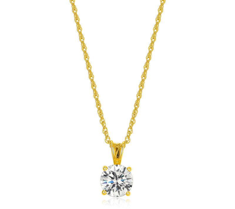 Diamonique 3.30 cttw Solitaire Pendant w/ Chain, Sterling — View 9