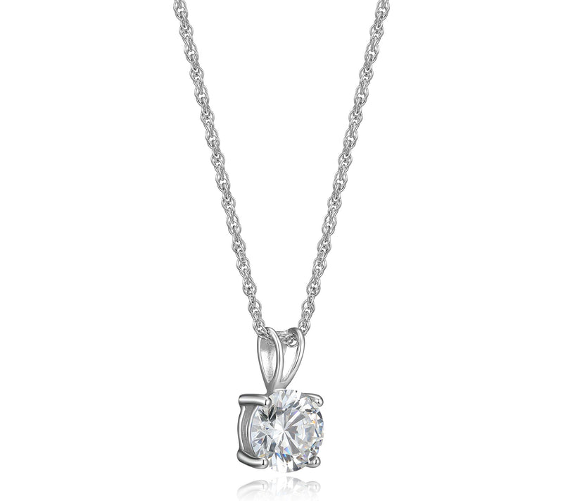 Diamonique 3.30 cttw Solitaire Pendant w/ Chain, Sterling — View 2