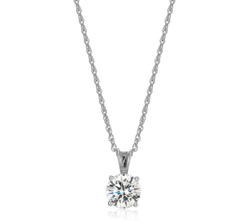 Diamonique 3.30 cttw Solitaire Pendant w/ Chain, Sterling — Main view