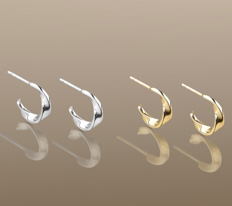 Christian James by Scott Grimes 14K Gold Plated 1/2" Ripple Hoop Earrings — View 3