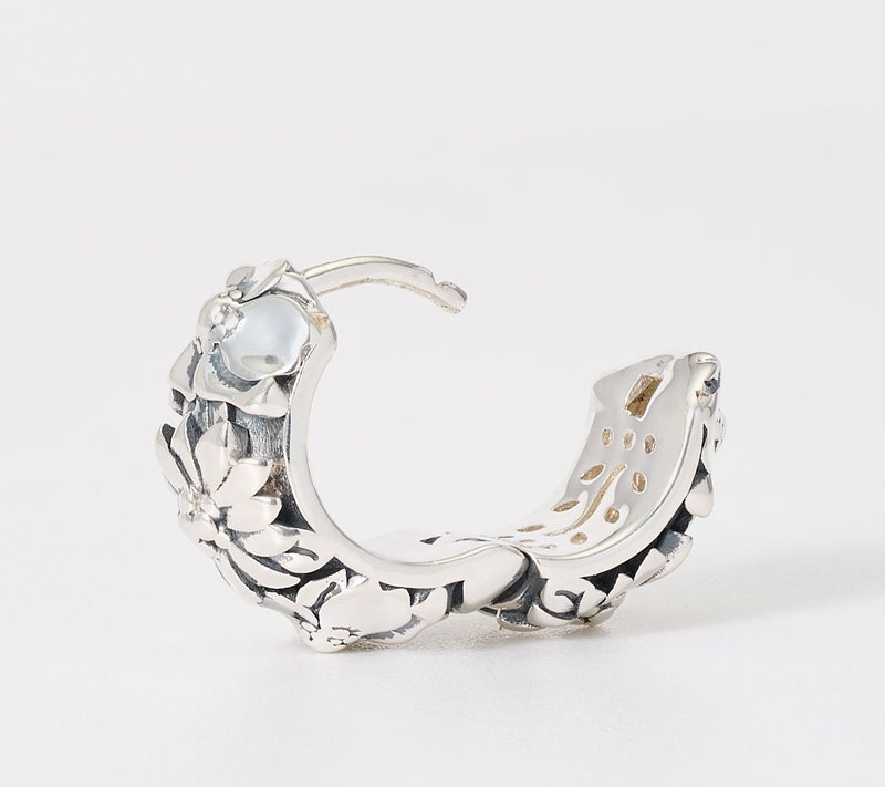 Christian James by Scott Grimes Sterling Silver Floral Garden Huggie Hoops — View 3