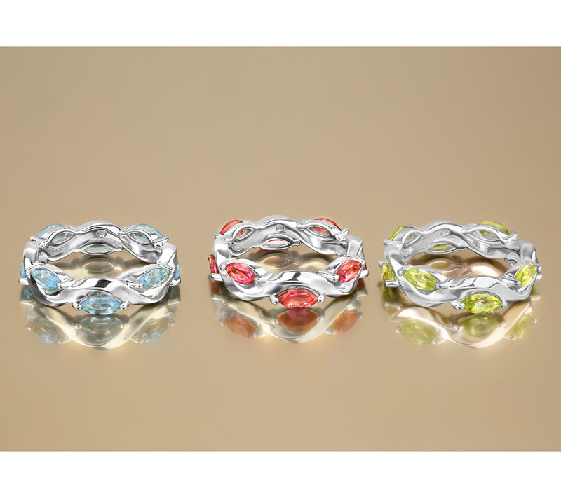Christian James by Scott Grimes Sterling Silver Ripple Marquise Gemstone Ring — View 3