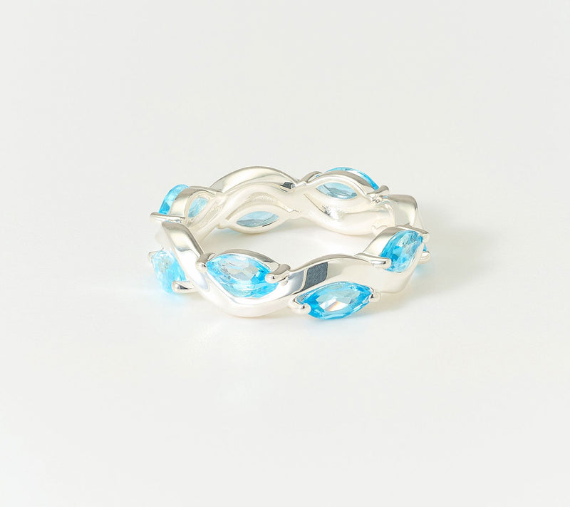 Christian James by Scott Grimes Sterling Silver Ripple Marquise Gemstone Ring — View 10