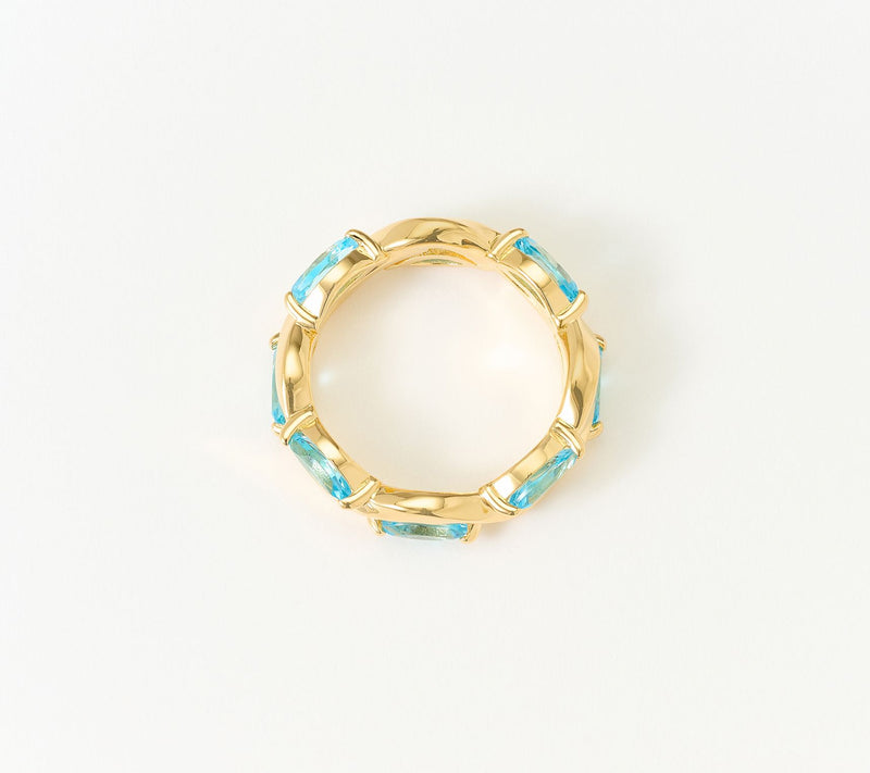 Christian James by Scott Grimes 14K Gold Plated Ripple Marquise Gemstone Ring — View 2