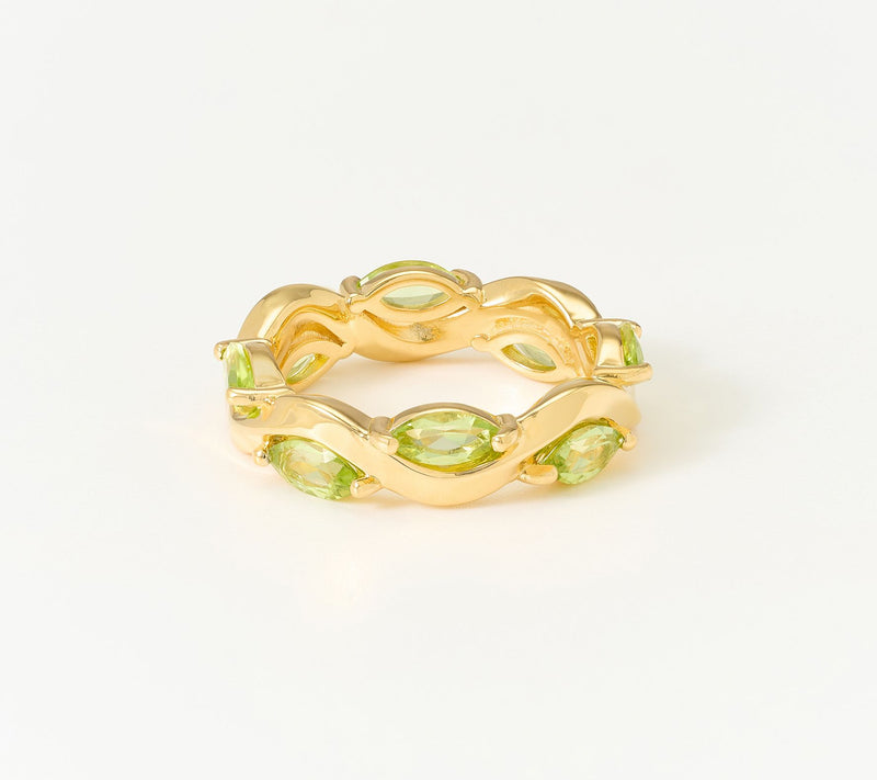 Christian James by Scott Grimes 14K Gold Plated Ripple Marquise Gemstone Ring — View 9