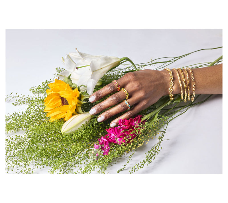 Christian James by Scott Grimes 14K Gold Plated Ripple Marquise Gemstone Ring — View 4