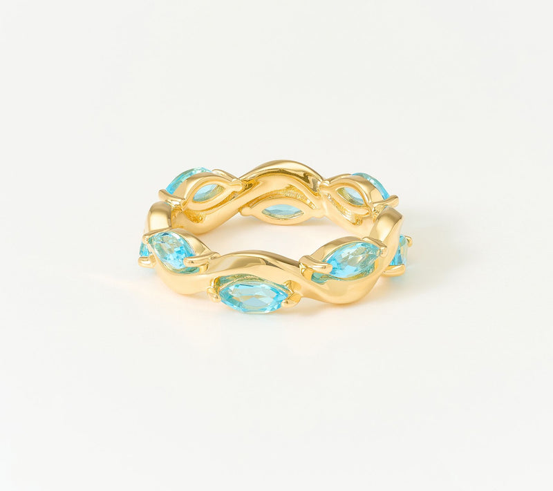 Christian James by Scott Grimes 14K Gold Plated Ripple Marquise Gemstone Ring — Main view