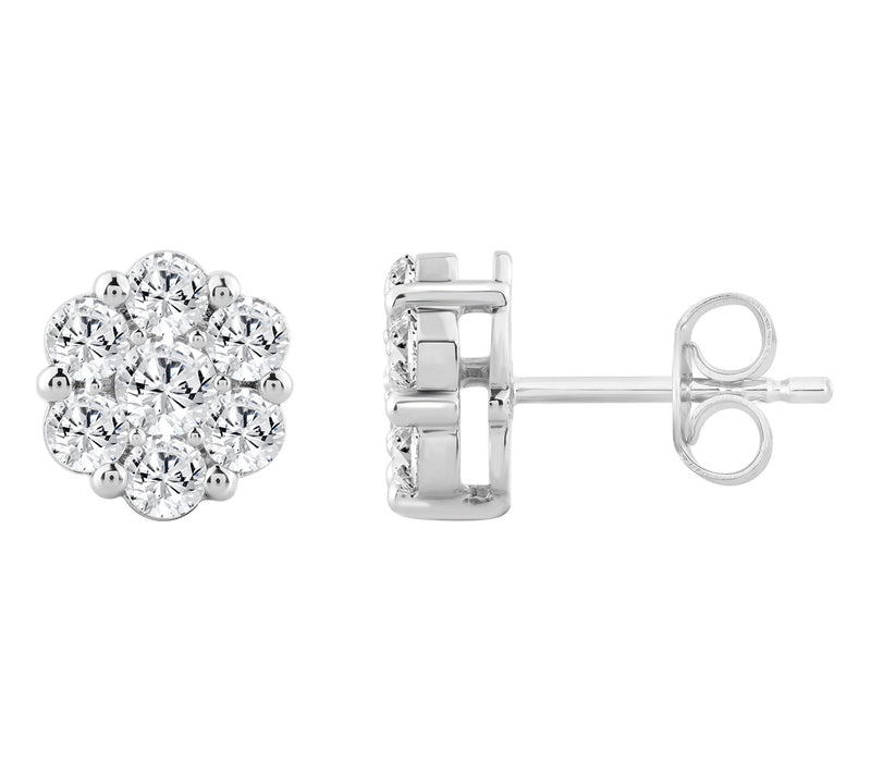 Fire Light Lab Grown Diamond Flower Stud Earrings, Sterling — Main view