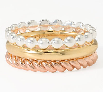 Ultrafine 950 Silver Set of 3 Rings