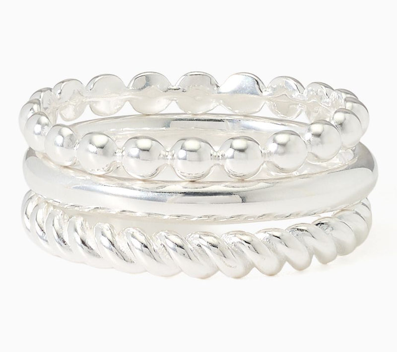 Ultrafine 950 Silver Set of 3 Rings — View 8